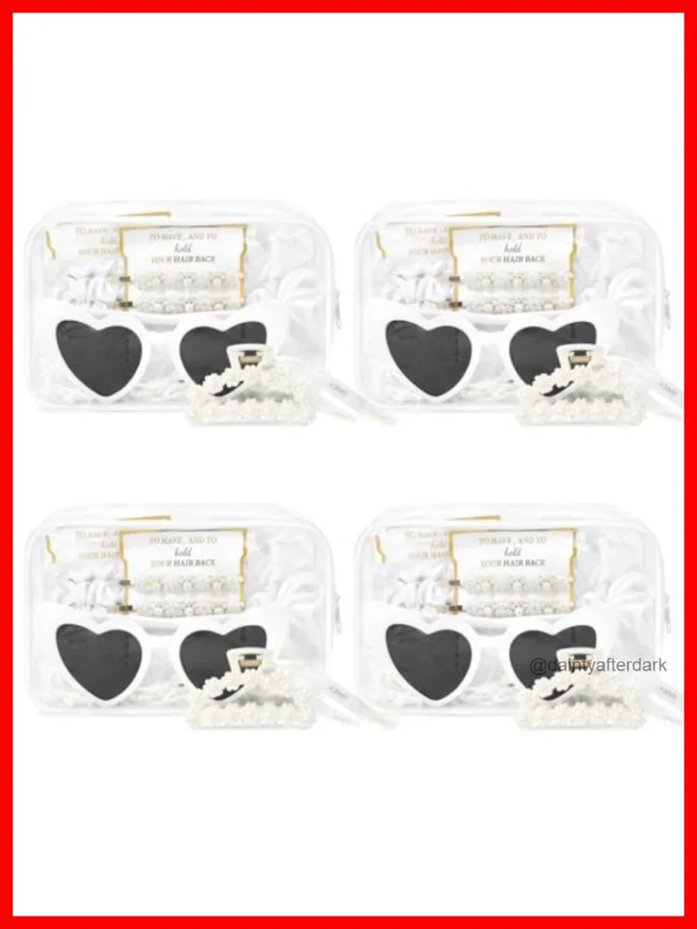 Bridesmaid Proposal Gift Set Clear Toiletry Bag Pearl Hair Clips Scrunchies
